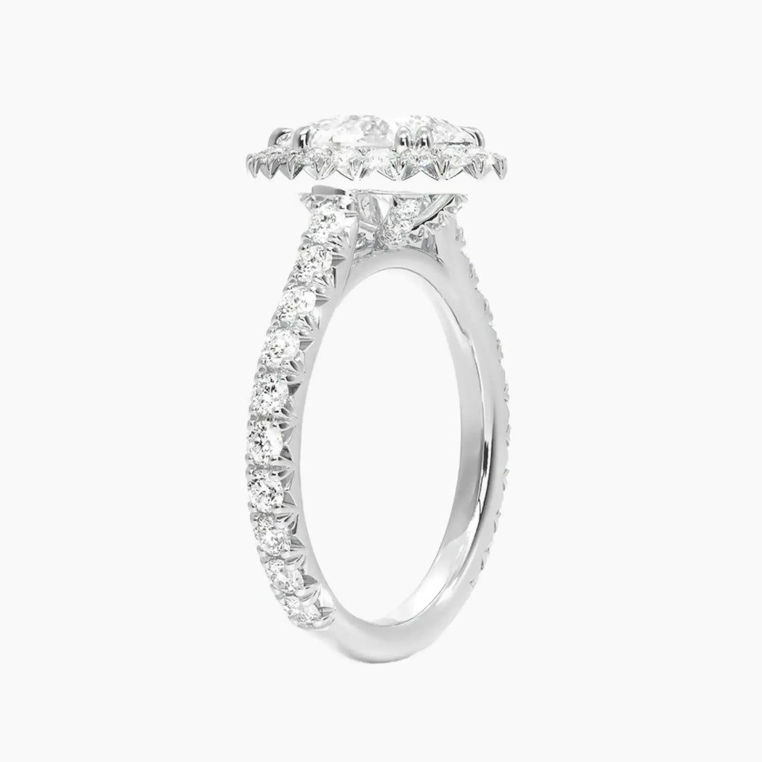 Ophelia Pear Hidden Halo 2.5 Carat Lab Grown Diamond Engagement Ring in 14K White Gold