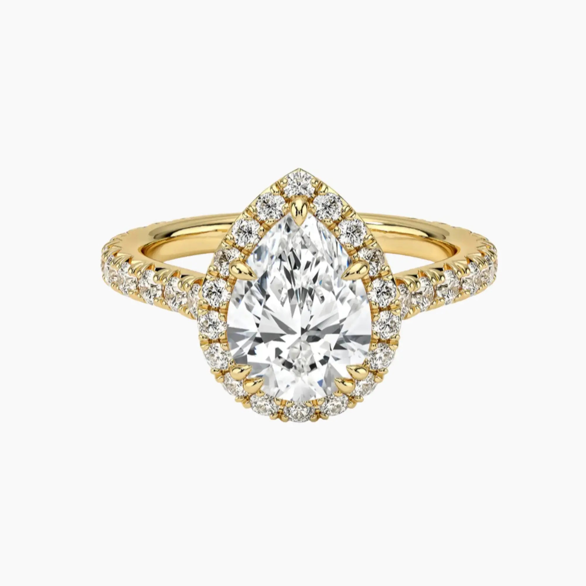 Ophelia Pear Hidden Halo 2 Carat Lab Grown Diamond Engagement Ring in 14K White Gold