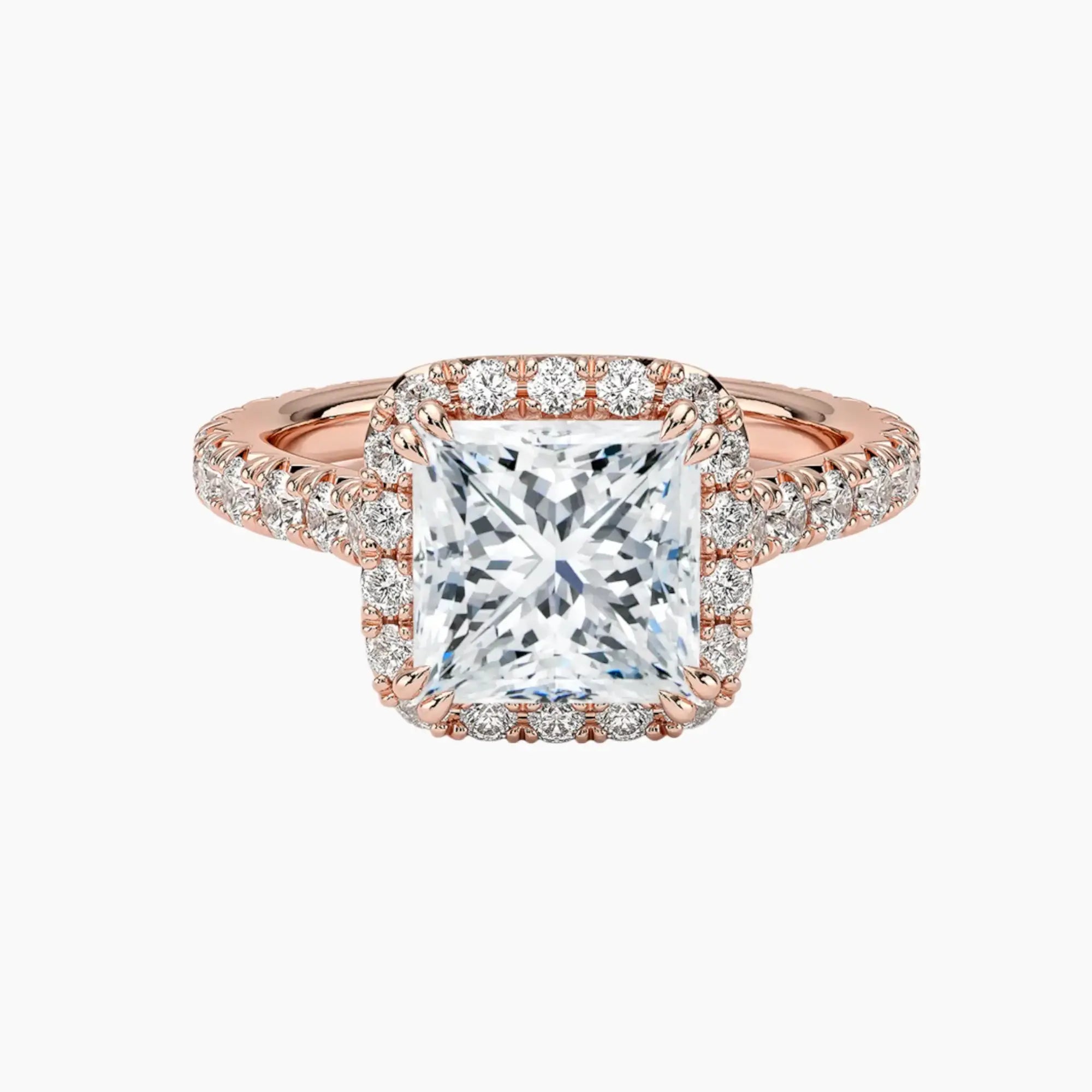 Ophelia Princess Hidden Halo 2.5 Carat Lab Grown Diamond Engagement Ring in 18K White Gold