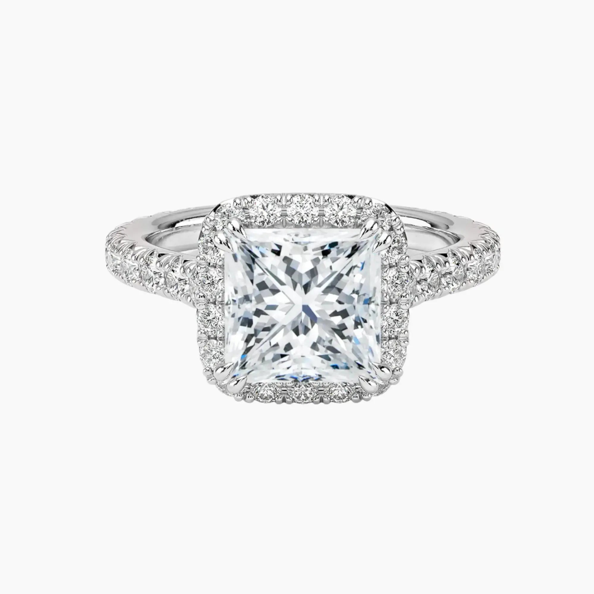 Ophelia Princess Hidden Halo 3 Carat Lab Grown Diamond Engagement Ring in 18K Yellow Gold