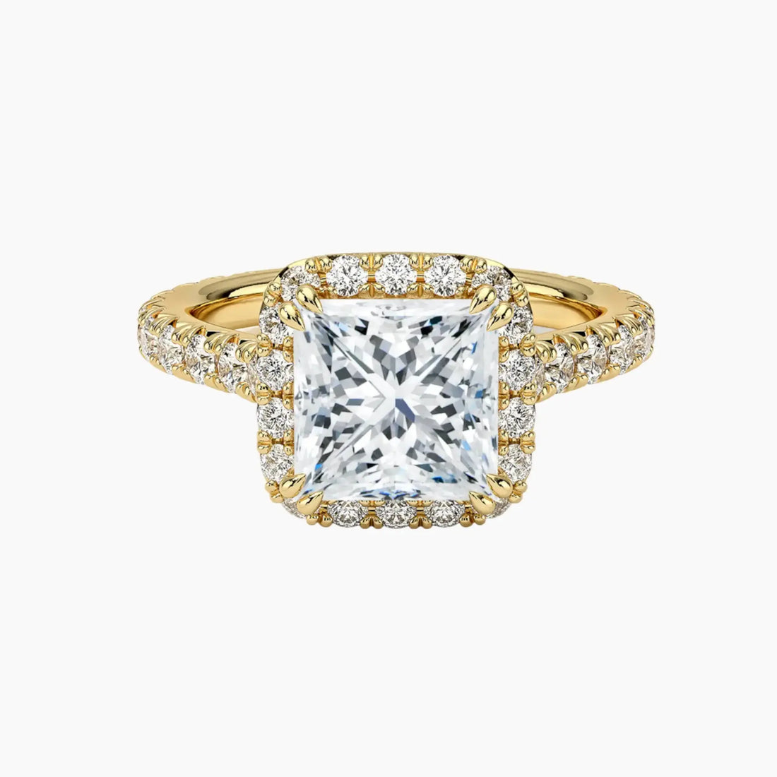 Ophelia Princess Hidden Halo 2.5 Carat Lab Grown Diamond Engagement Ring in 18K White Gold