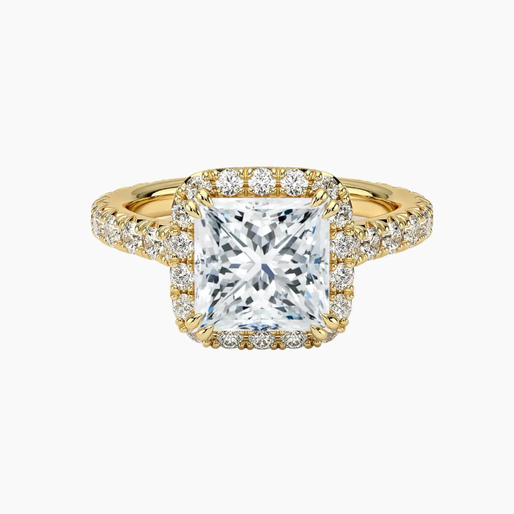 Ophelia Princess Hidden Halo 3 Carat Lab Grown Diamond Engagement Ring in 18K Yellow Gold