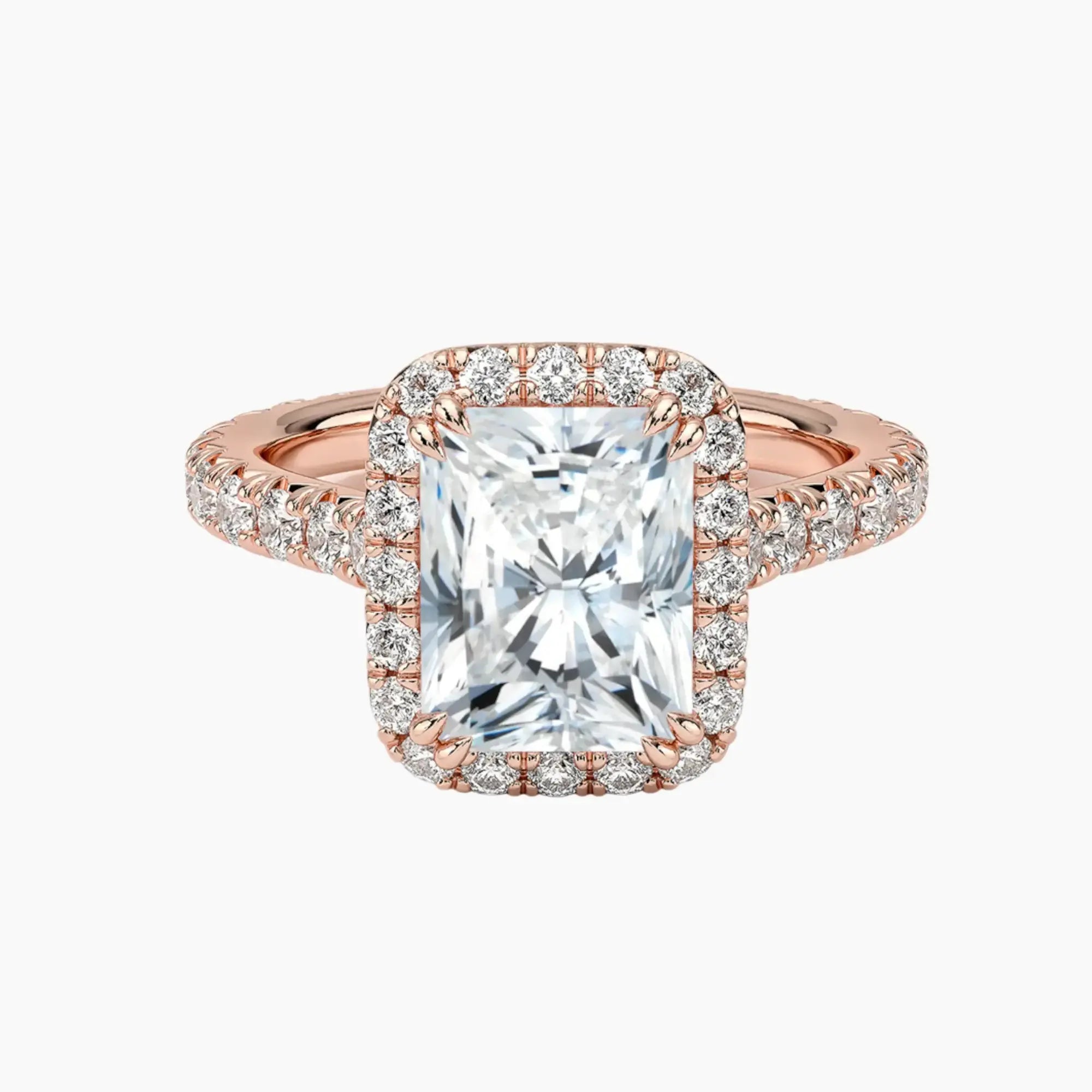 Ophelia Radiant Hidden Halo 2.5 Carat Lab Grown Diamond Engagement Ring in 18K White Gold