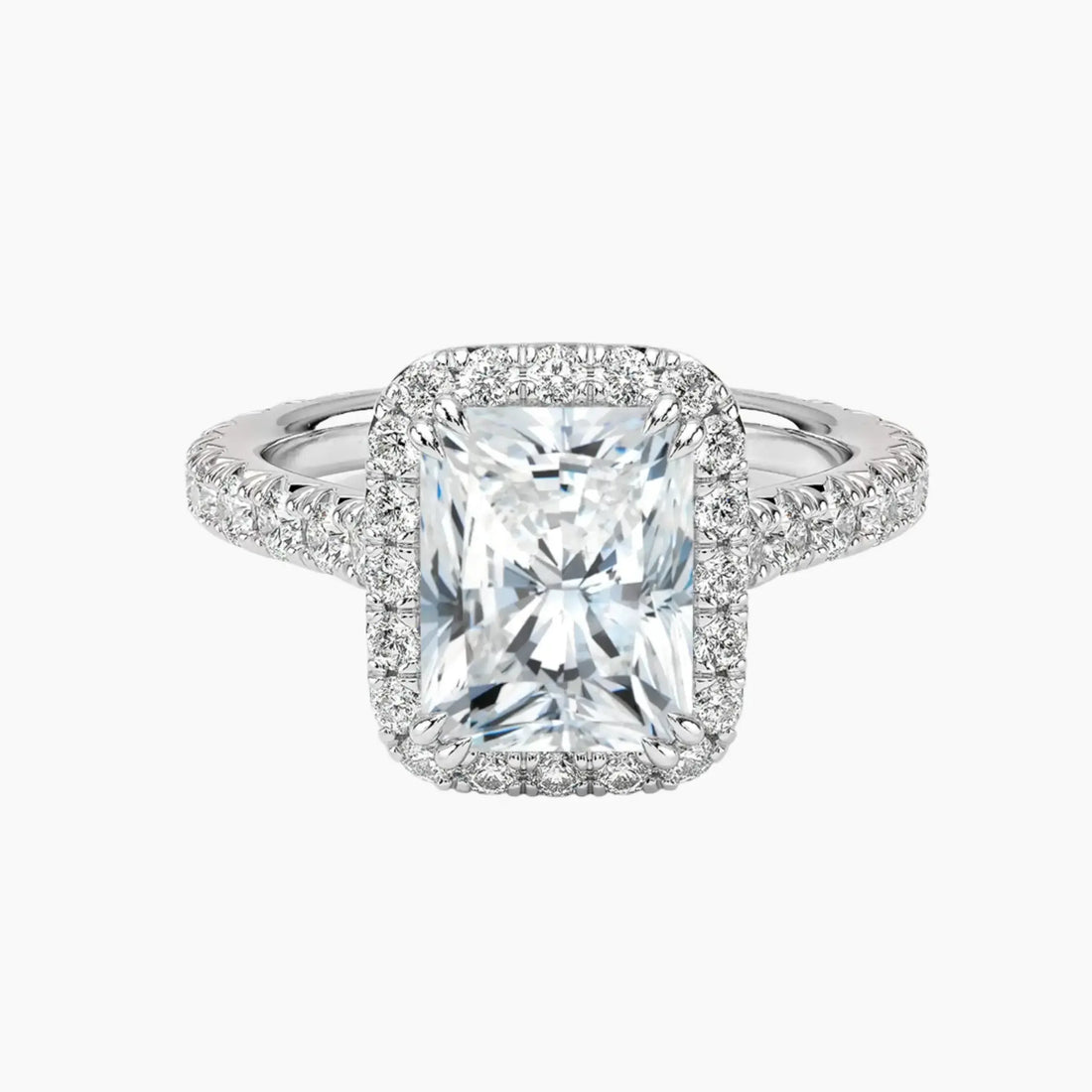 Ophelia Radiant Hidden Halo 2.5 Carat Lab Grown Diamond Engagement Ring in 14K White Gold
