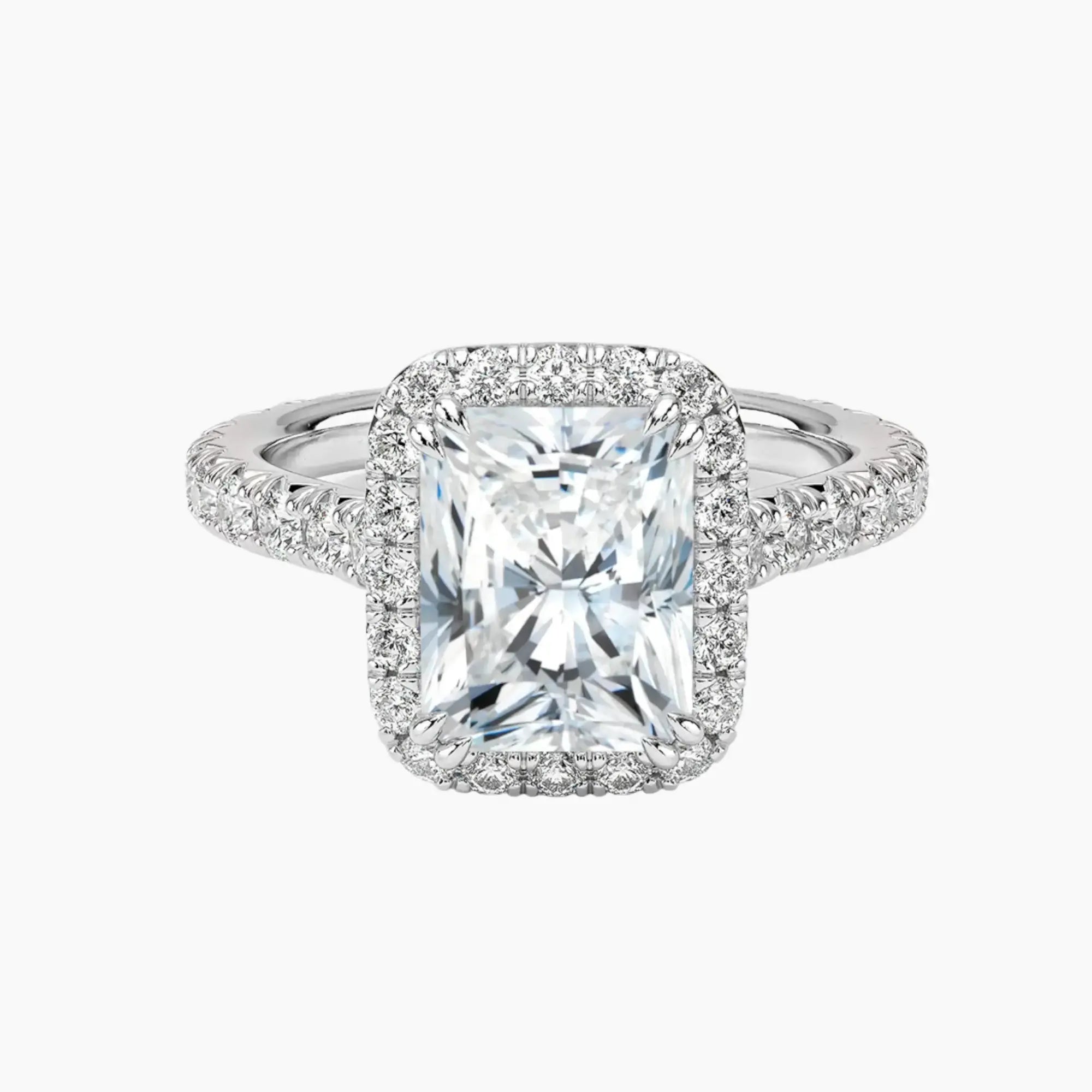 Ophelia Radiant Hidden Halo 1 Carat Lab Grown Diamond Engagement Ring in 14K White Gold