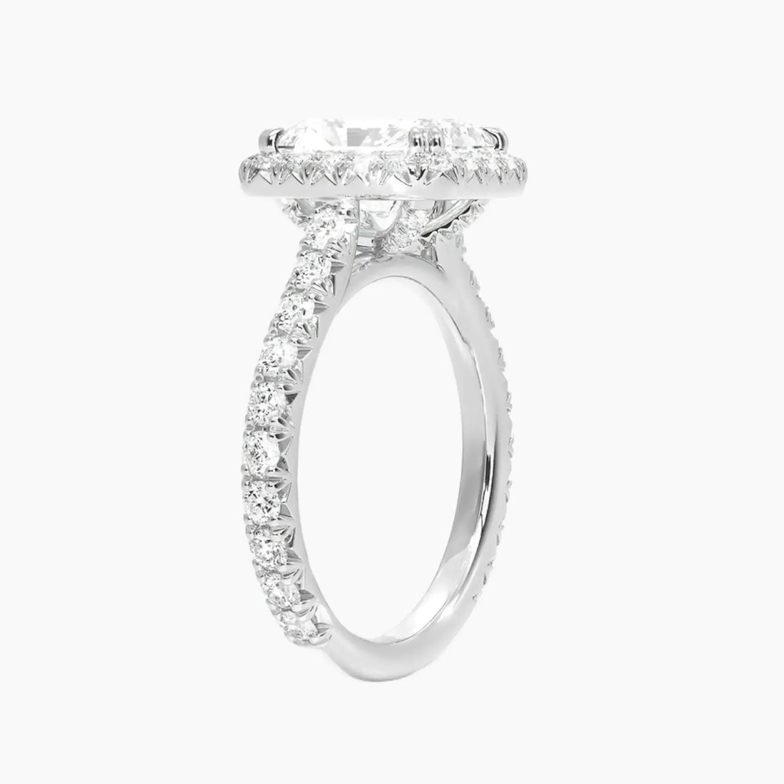 Ophelia Radiant Hidden Halo 3 Carat Lab Grown Diamond Engagement Ring in 18K White Gold