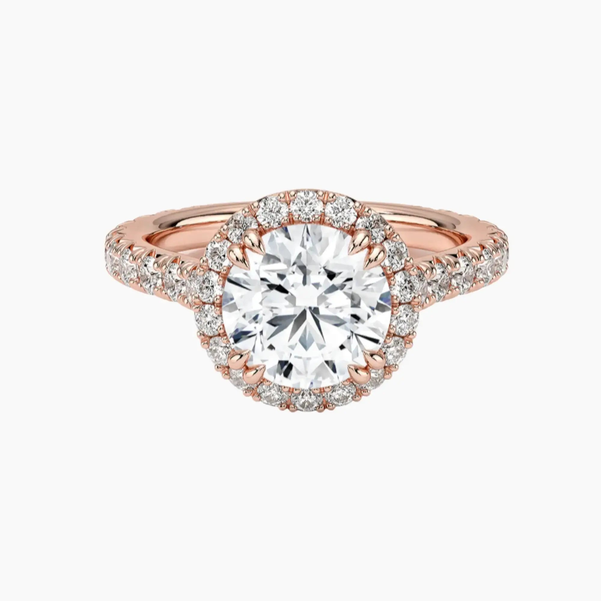 Ophelia Round Hidden Halo 3 Carat Lab Grown Diamond Engagement Ring in 14K Yellow Gold