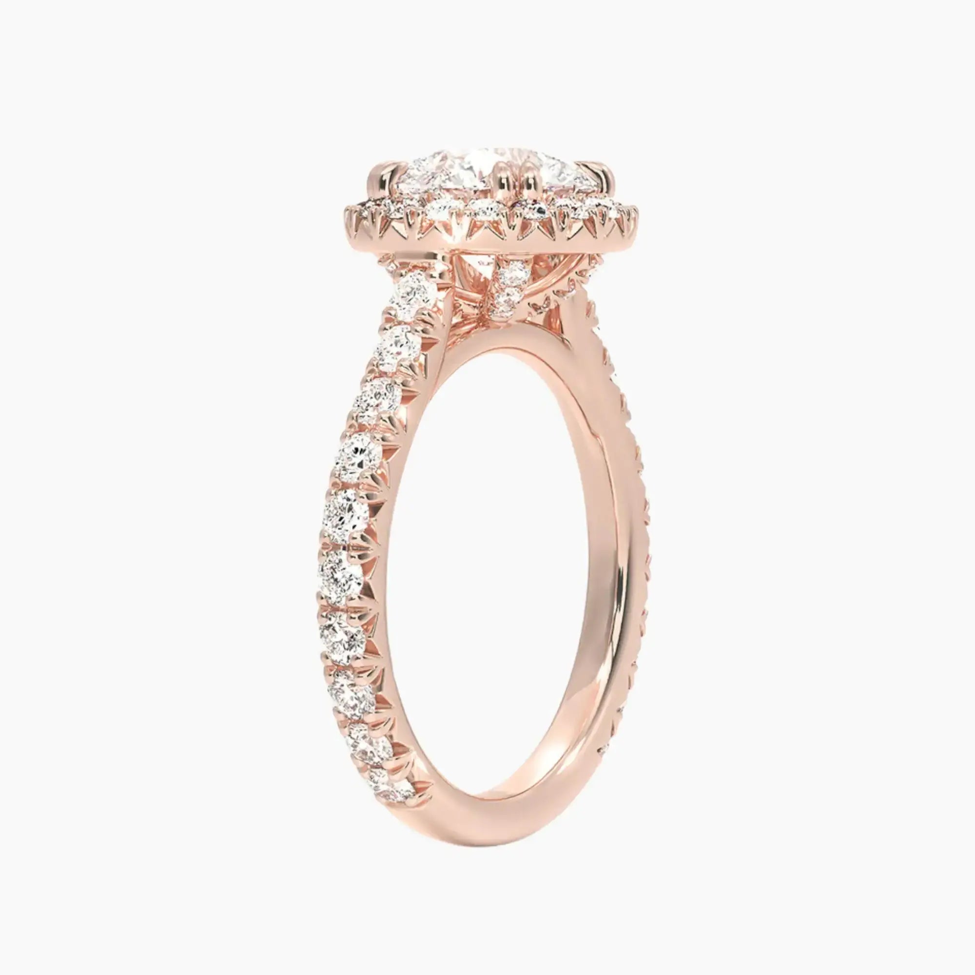 Ophelia Round Hidden Halo 2 Carat Lab Grown Diamond Engagement Ring in 14K Rose Gold