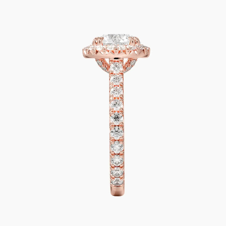Ophelia Round Hidden Halo 3 Carat Lab Grown Diamond Engagement Ring in 18K Yellow Gold