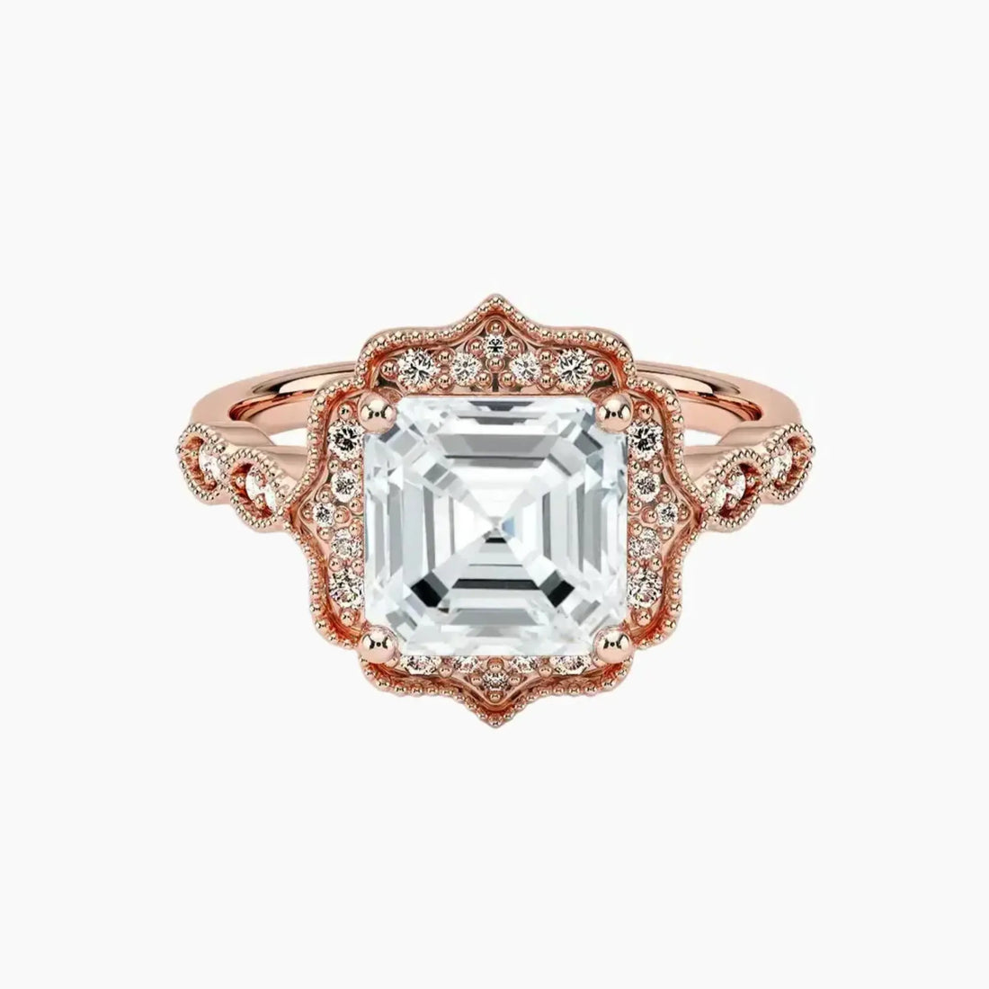 Talitha Asscher Diamond Ring Setting in 14K Rose Gold
