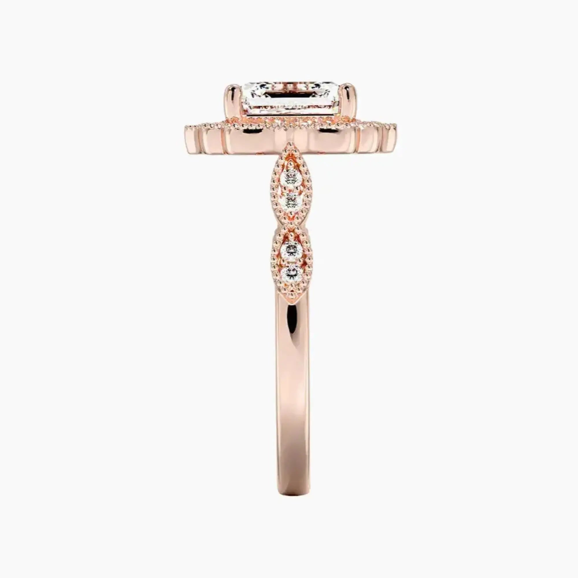 Talitha Asscher 3 Carat Lab Grown Diamond Engagement Ring in 18K Rose Gold