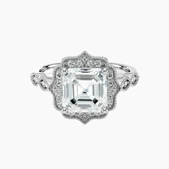 Talitha Asscher 1.5 Carat Lab Grown Diamond Engagement Ring in 18K White Gold