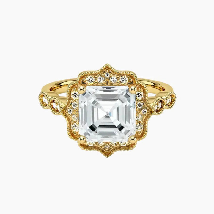 Talitha Asscher 2.5 Carat Lab Grown Diamond Engagement Ring in 18K Yellow Gold