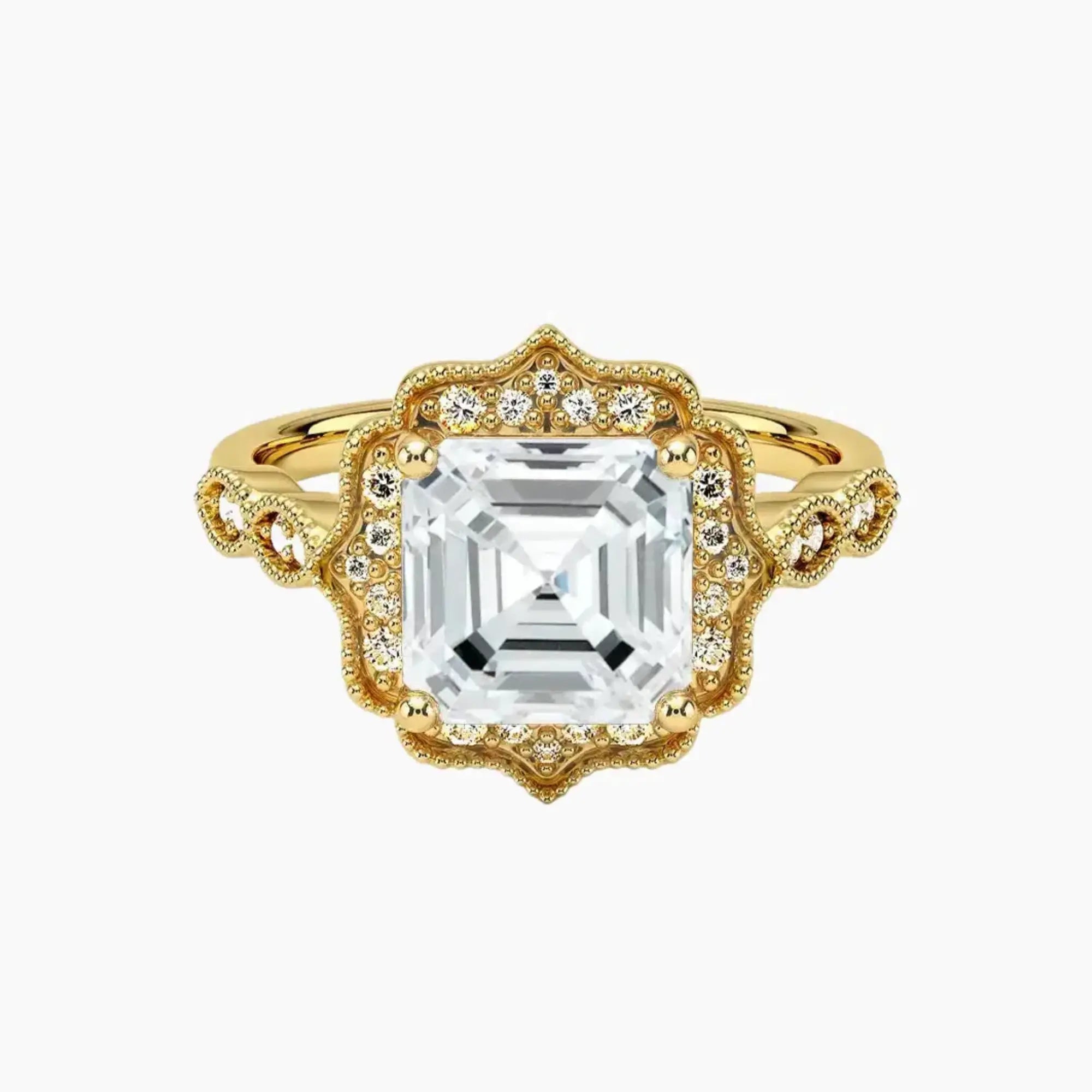Talitha Asscher Diamond Ring Setting in 14K Rose Gold