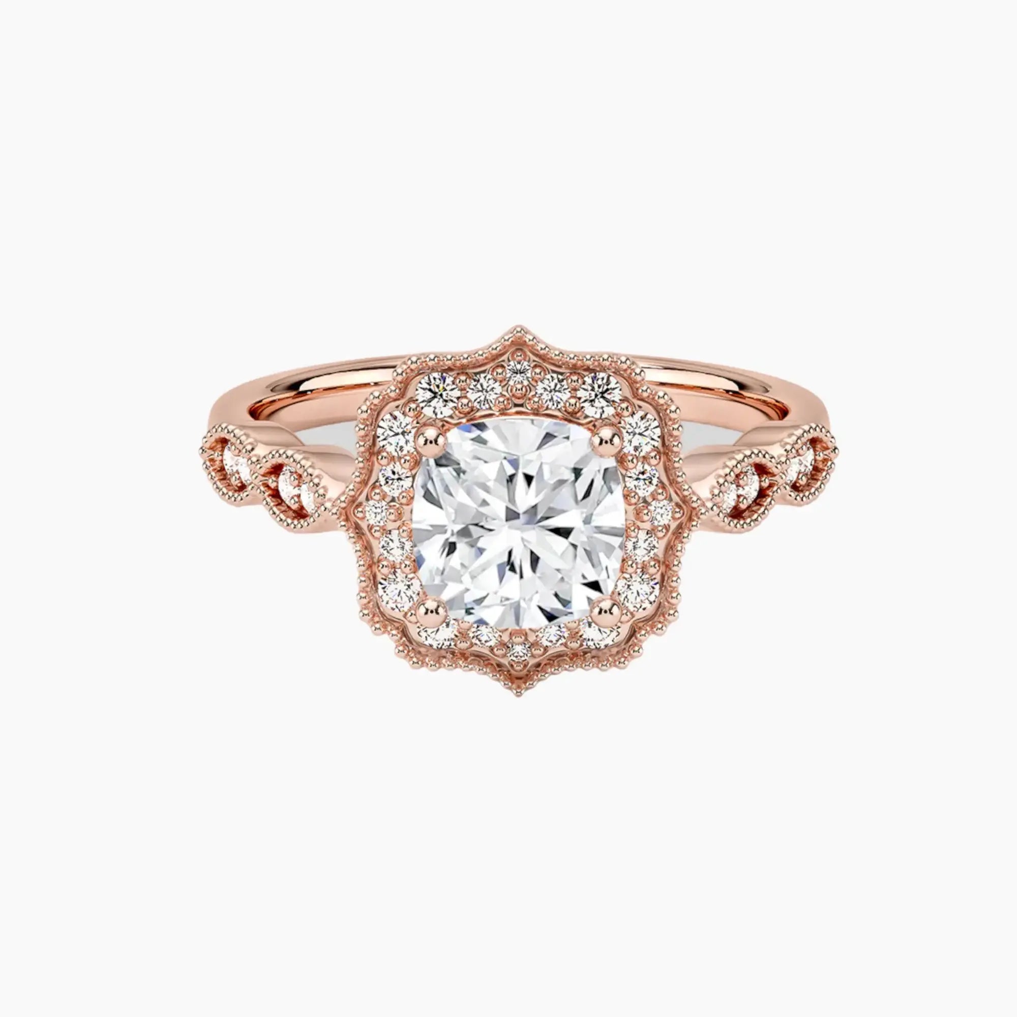 Talitha Cushion Diamond Ring Setting in 18K Yellow Gold