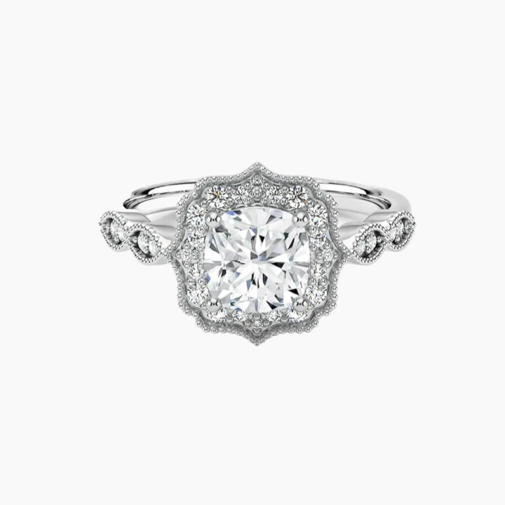 Talitha Cushion 1.5 Carat Lab Grown Diamond Engagement Ring in 14K White Gold