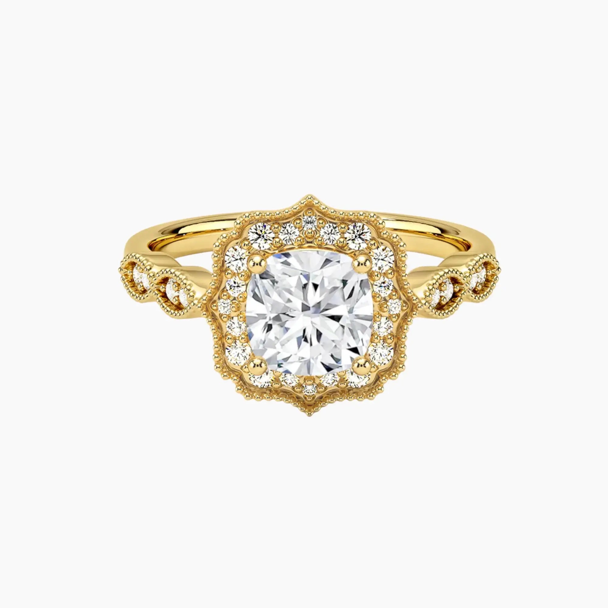 Talitha Cushion Diamond Ring Setting in 14K Yellow Gold