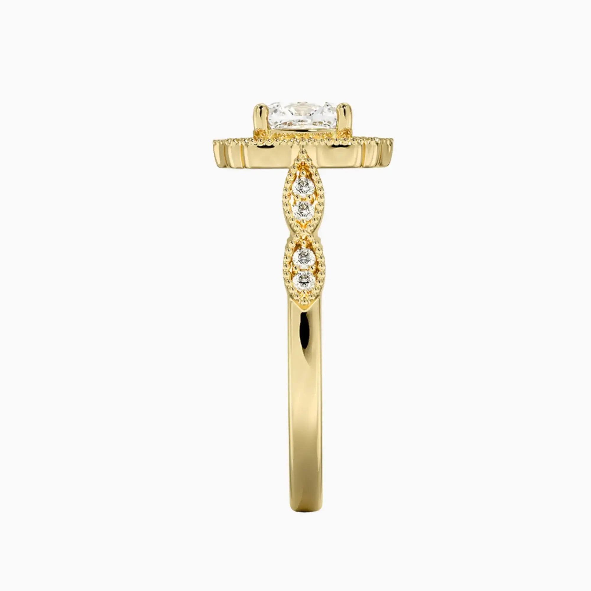 Talitha Cushion Diamond Ring Setting in 18K Yellow Gold