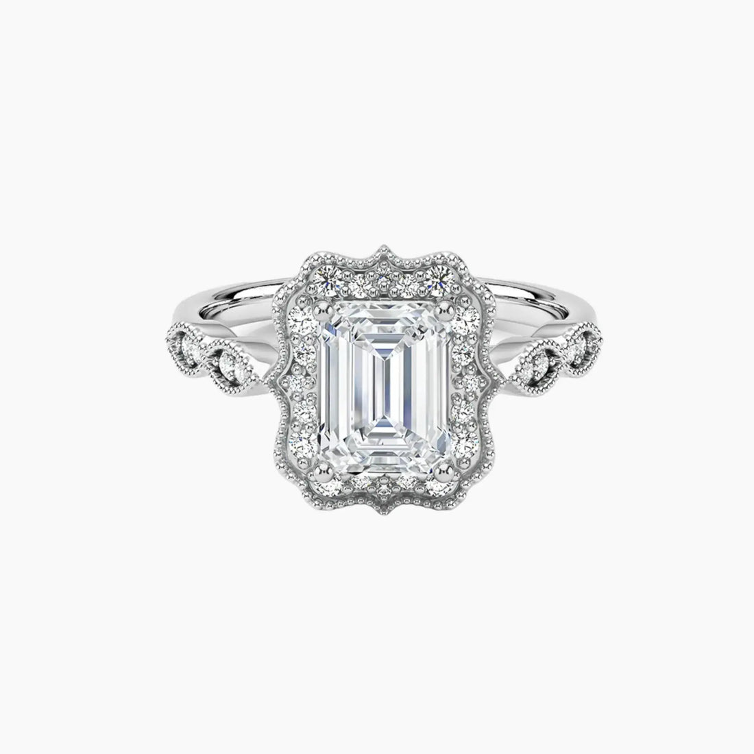 Talitha Emerald 2 Carat Lab Grown Diamond Engagement Ring in 14K Rose Gold