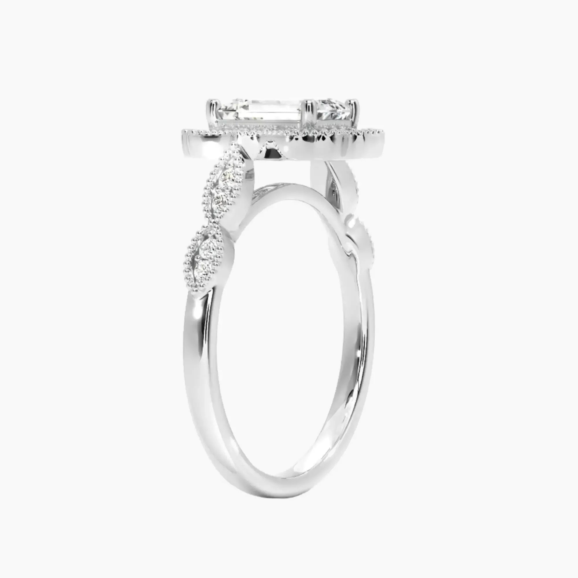 Talitha Emerald Diamond Ring Setting in 18K Rose Gold