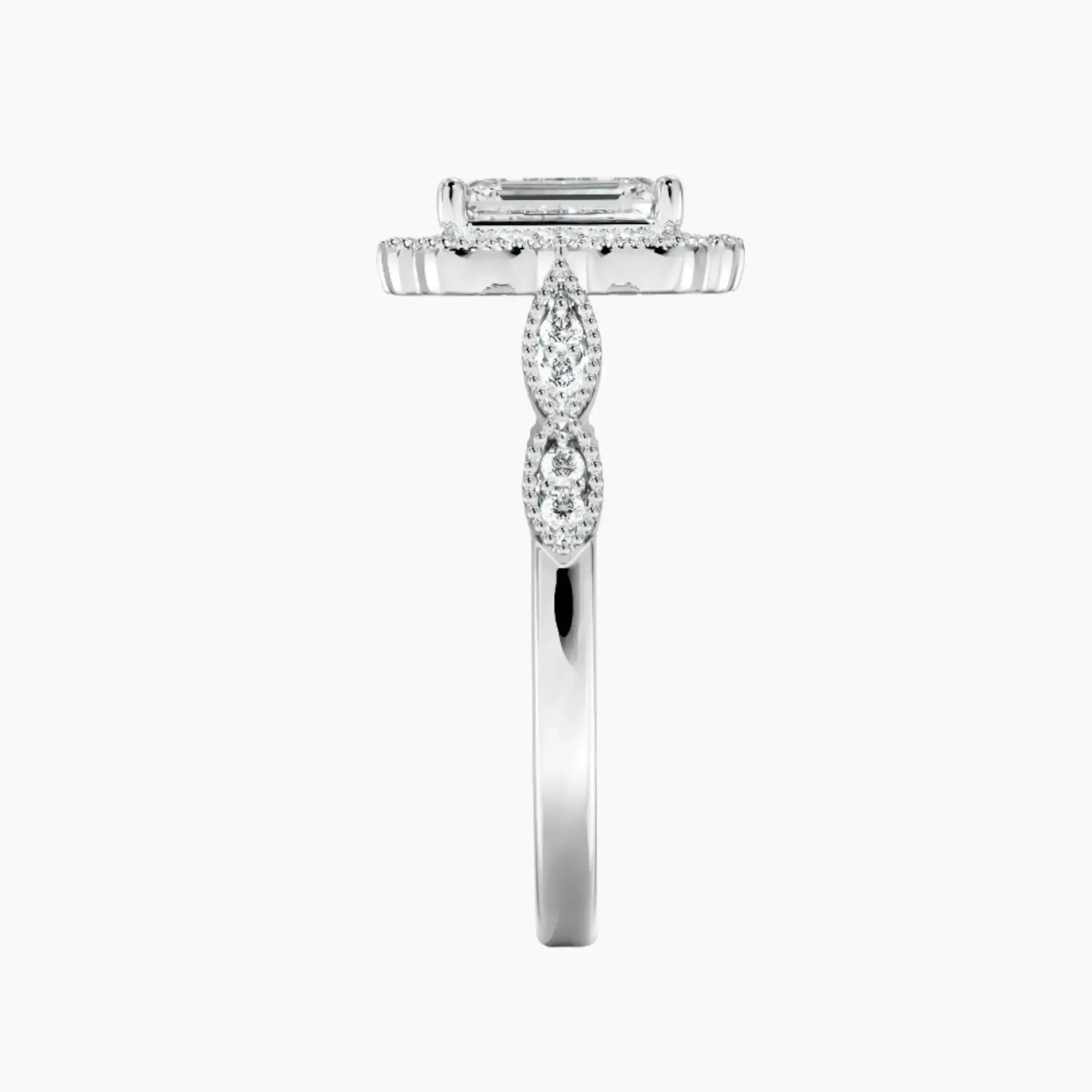 Talitha Emerald Diamond Ring Setting in 14K Rose Gold