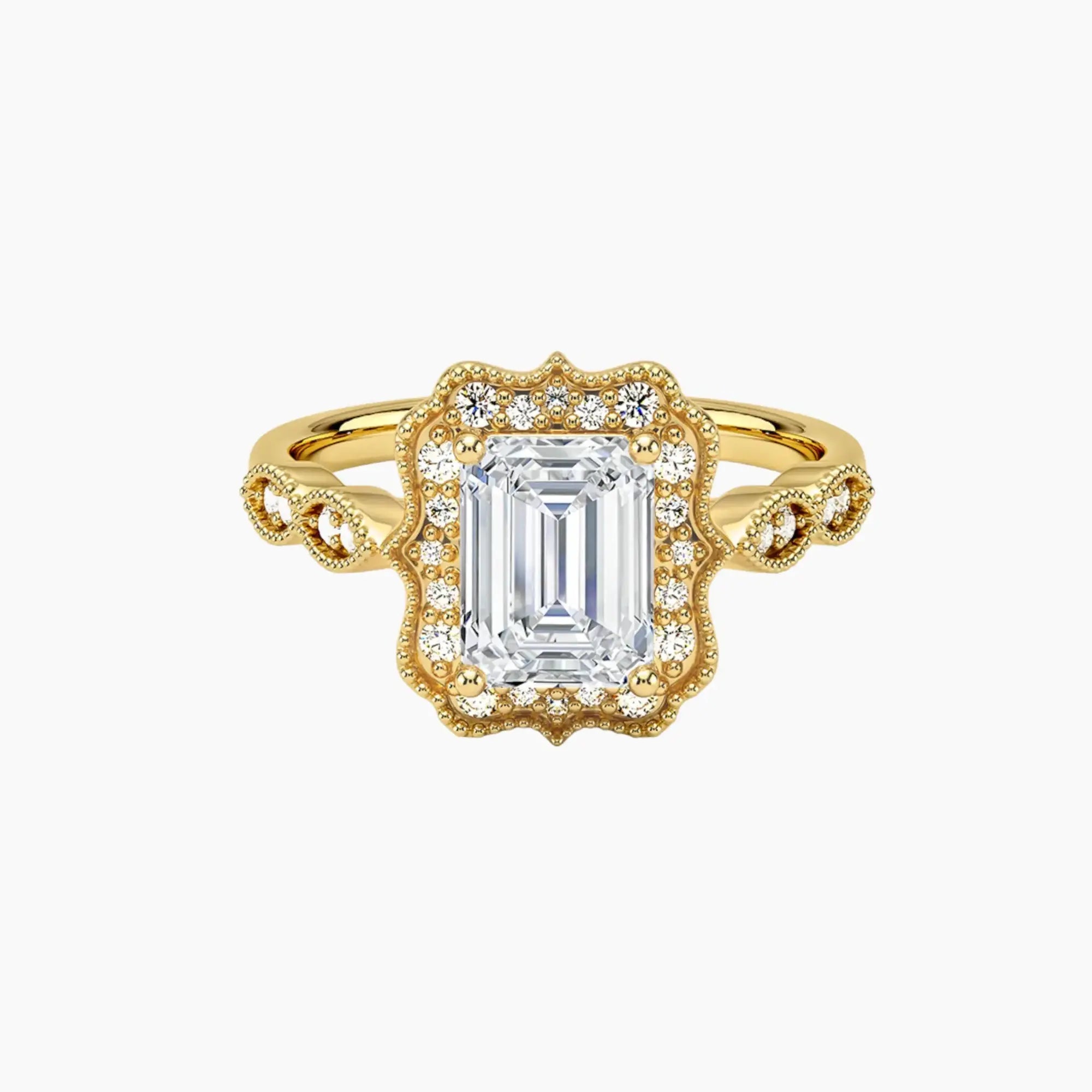 Talitha Emerald Diamond Ring Setting in 14K Yellow Gold