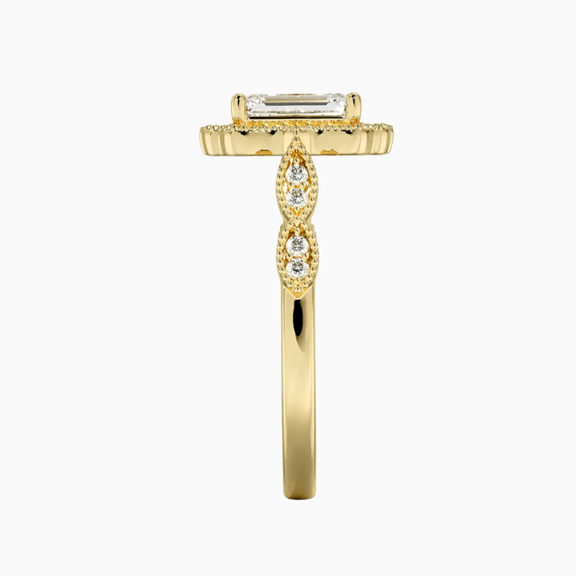 Talitha Emerald Diamond Ring Setting in 18K Yellow Gold