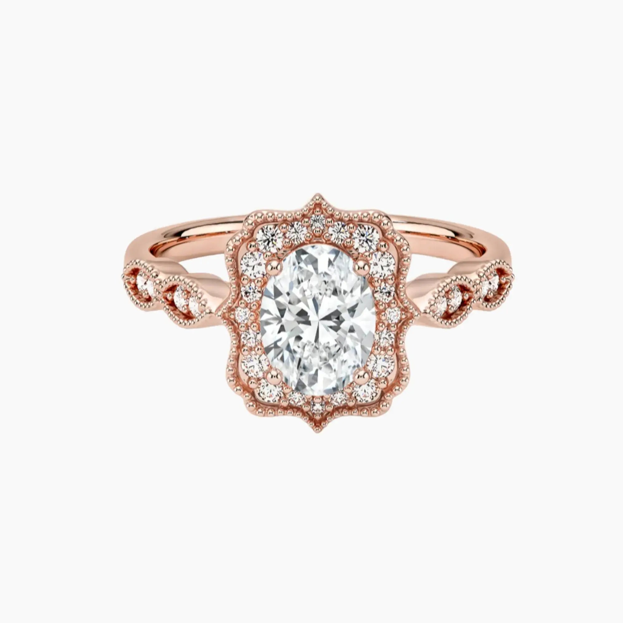 Talitha Oval Diamond Ring Setting in 14K Rose Gold