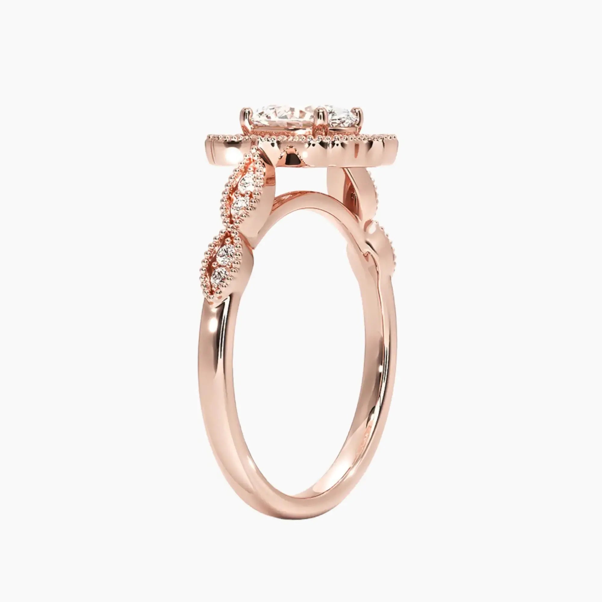 Talitha Oval Diamond Ring Setting in 18K Rose Gold