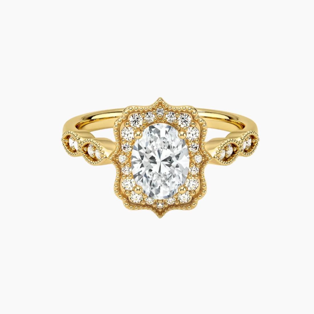 Talitha Oval Diamond Ring Setting in 14K Yellow Gold