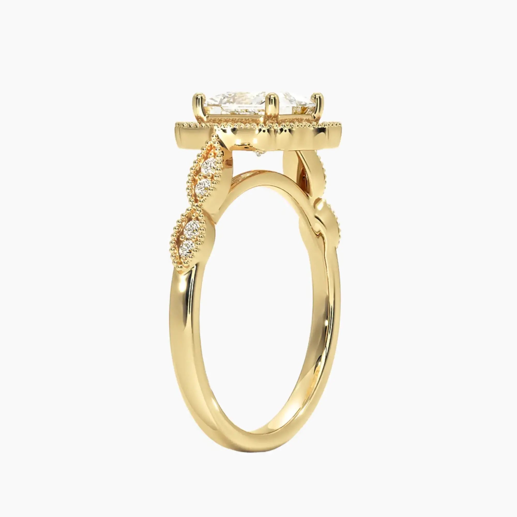Talitha Princess Diamond Ring Setting in 18K Yellow Gold