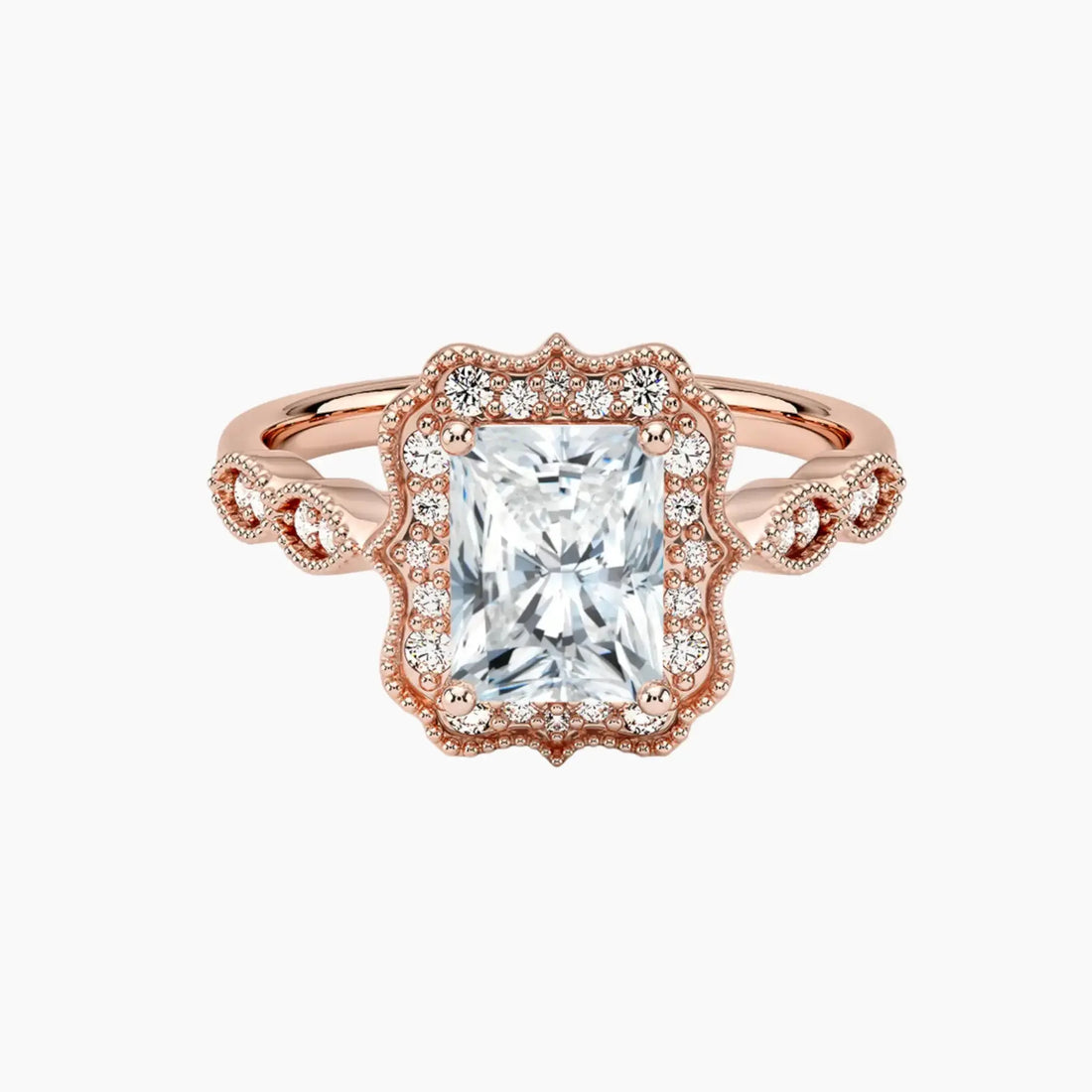 Talitha Radiant Diamond Ring Setting in 14K Rose Gold