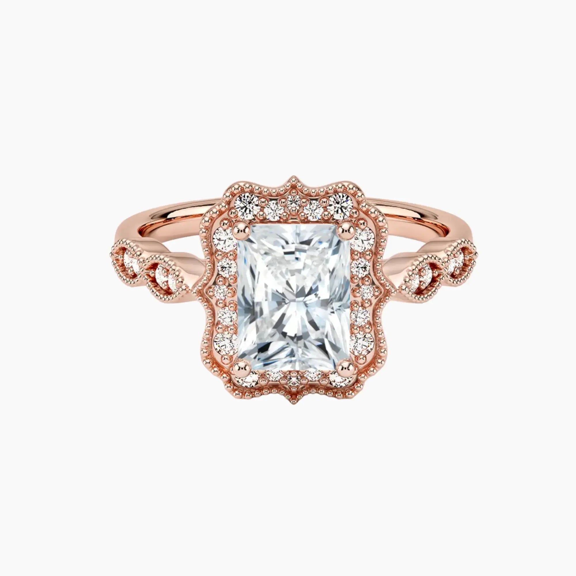 Talitha Radiant Diamond Ring Setting in 18K Yellow Gold