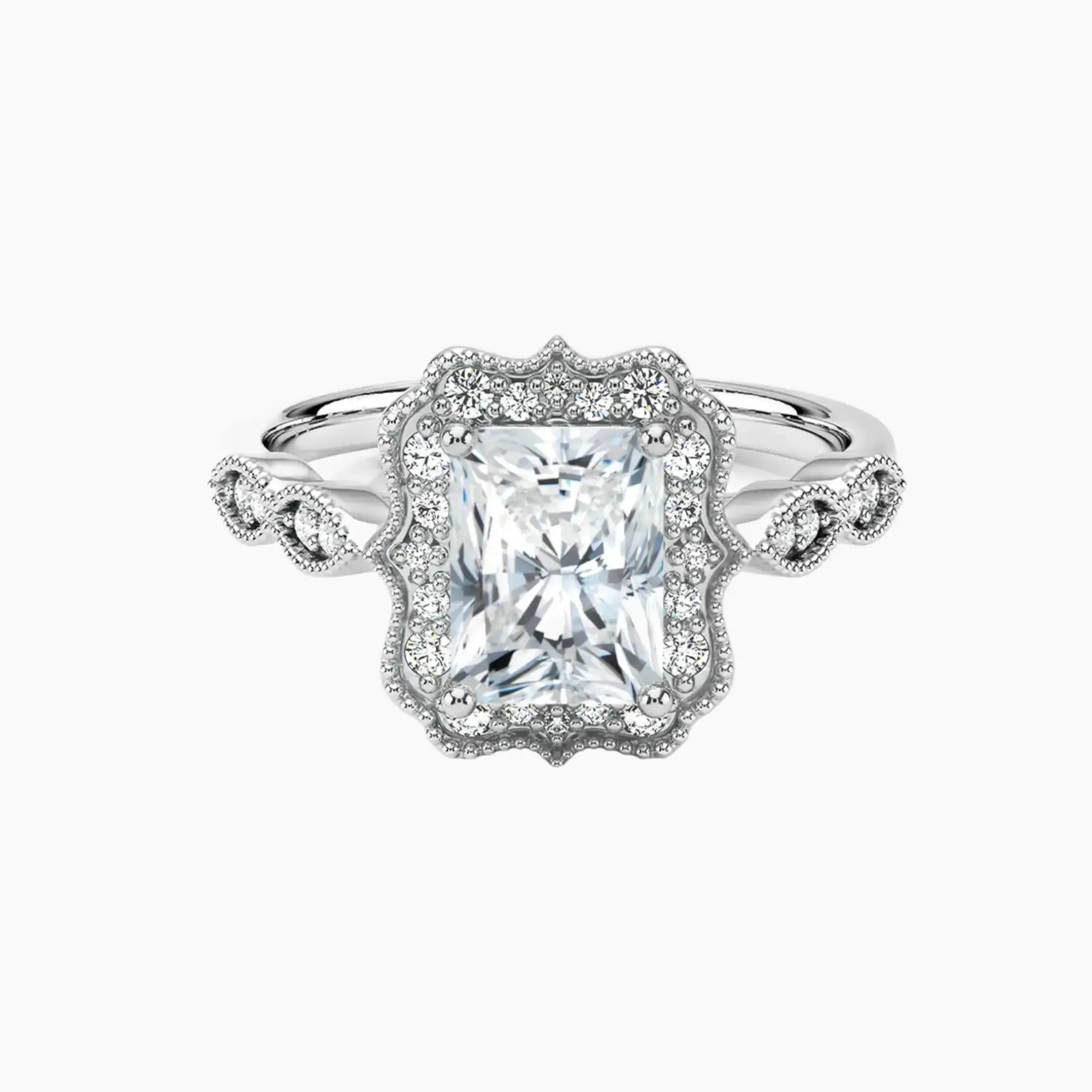 Talitha Radiant Diamond Ring Setting in 14K White Gold