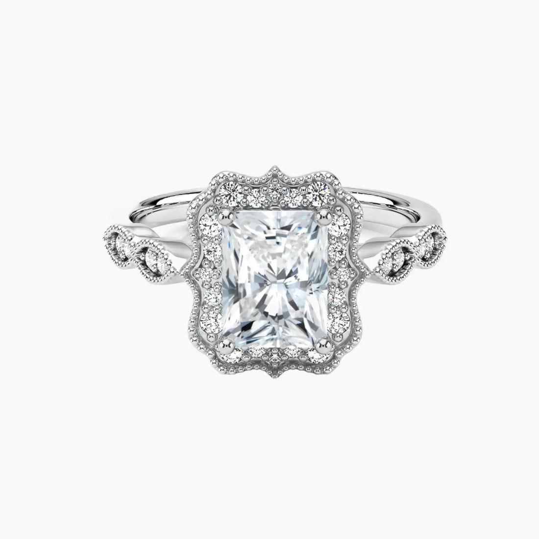 Talitha Radiant Diamond Ring Setting in 18K Rose Gold