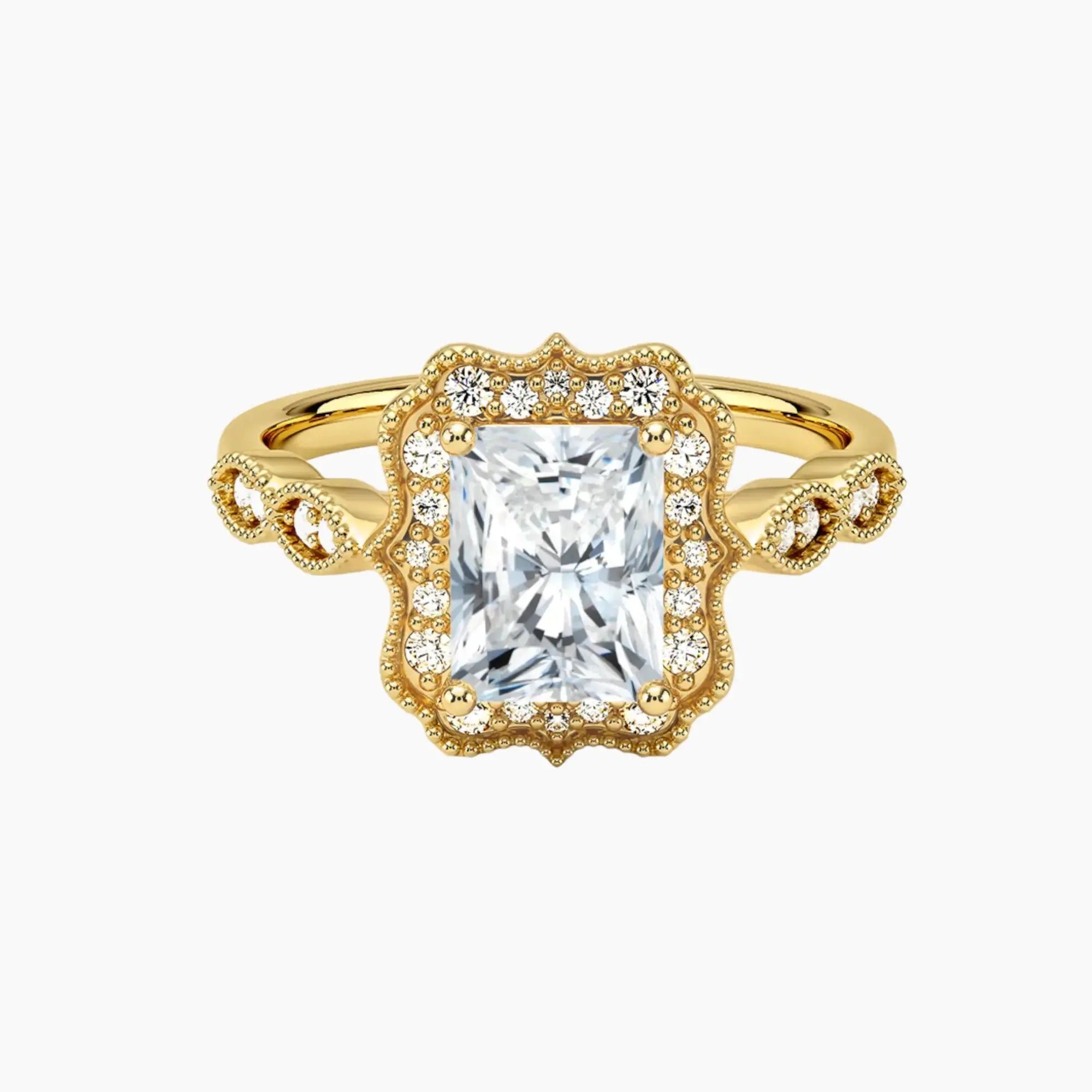 Talitha Radiant Diamond Ring Setting in 14K Yellow Gold