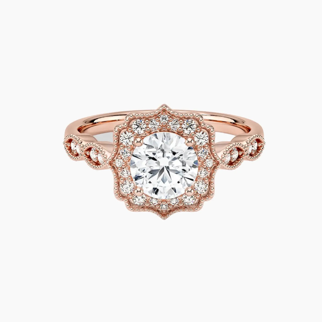 Talitha Round Diamond Ring Setting in 14K Yellow Gold