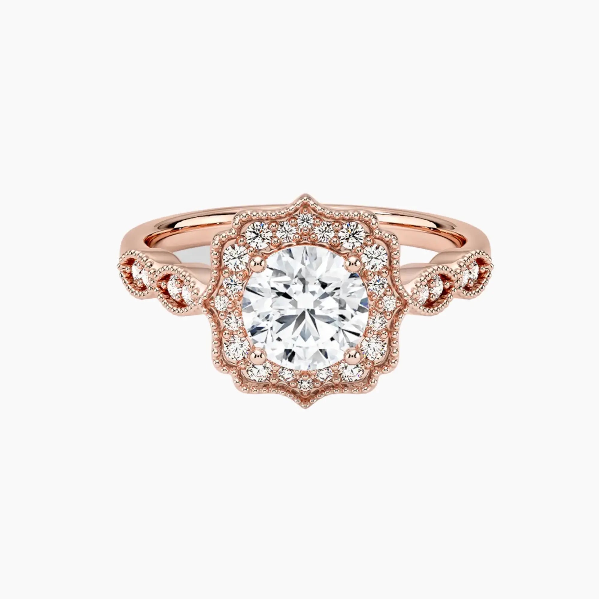 Talitha Round 1 Carat Lab Grown Diamond Engagement Ring in 14K Rose Gold