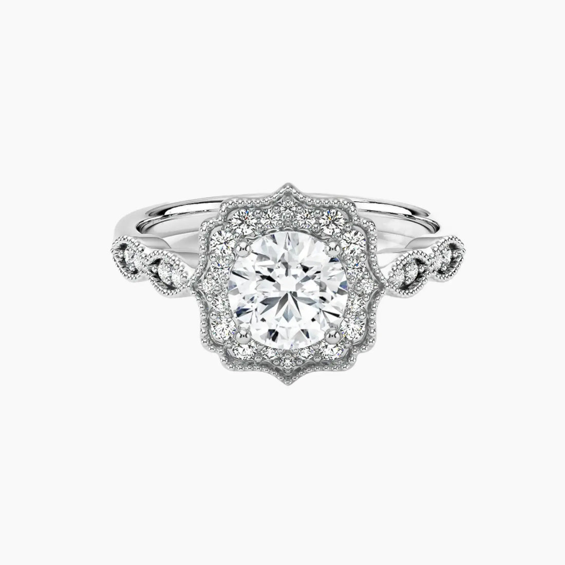 Talitha Round Diamond Ring Setting in 18K Yellow Gold
