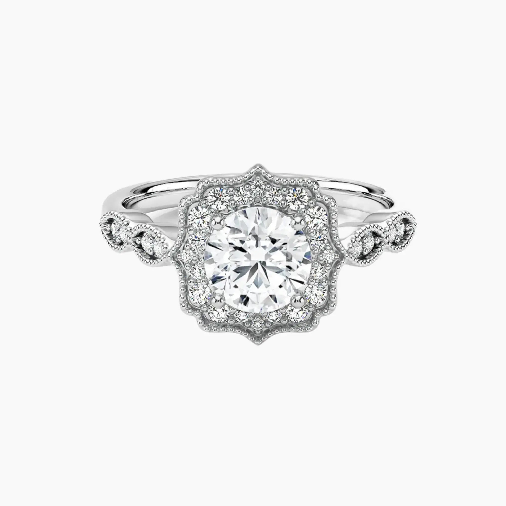 Talitha Round 1.5 Carat Lab Grown Diamond Engagement Ring in 18K Yellow Gold