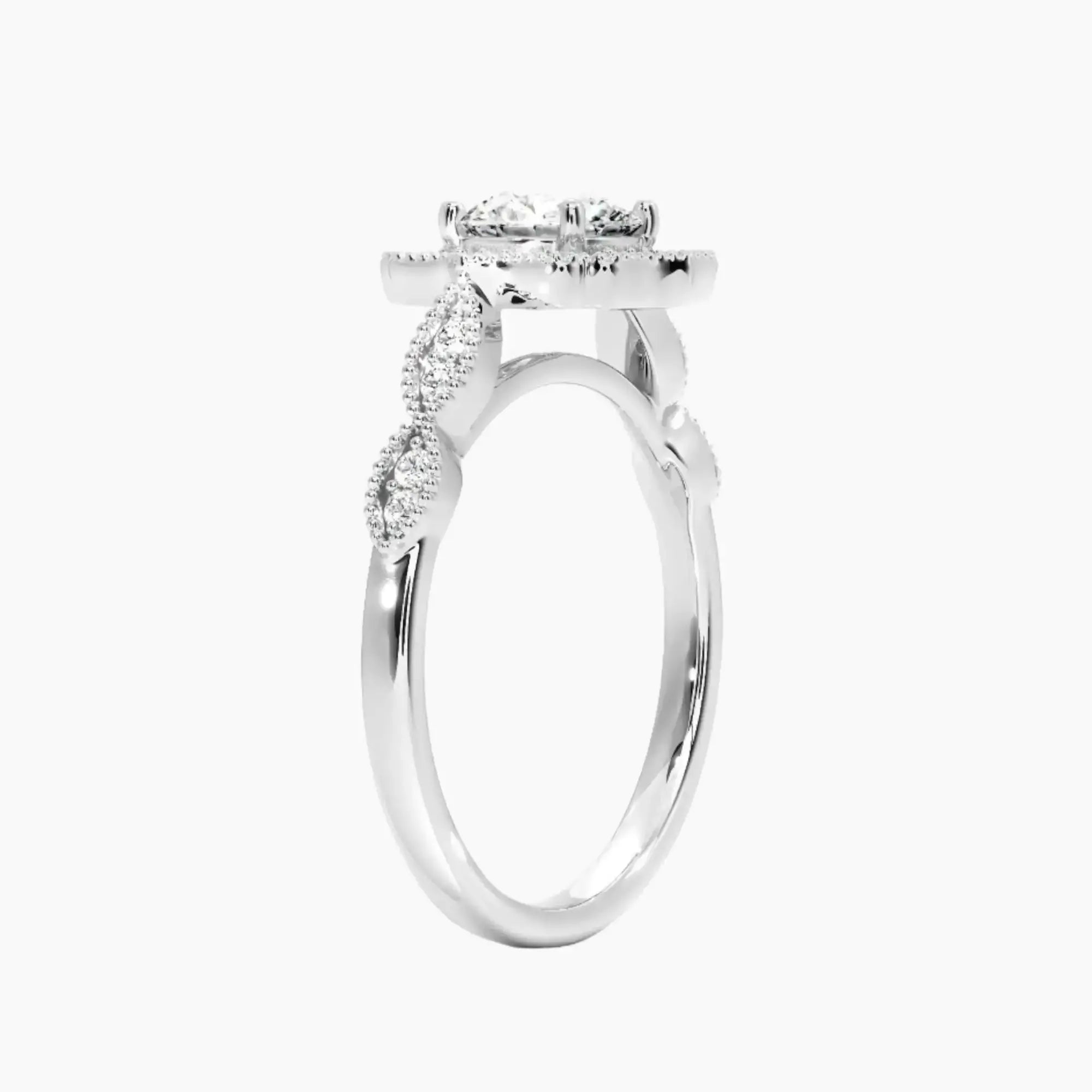Talitha Round Diamond Ring Setting in 18K White Gold