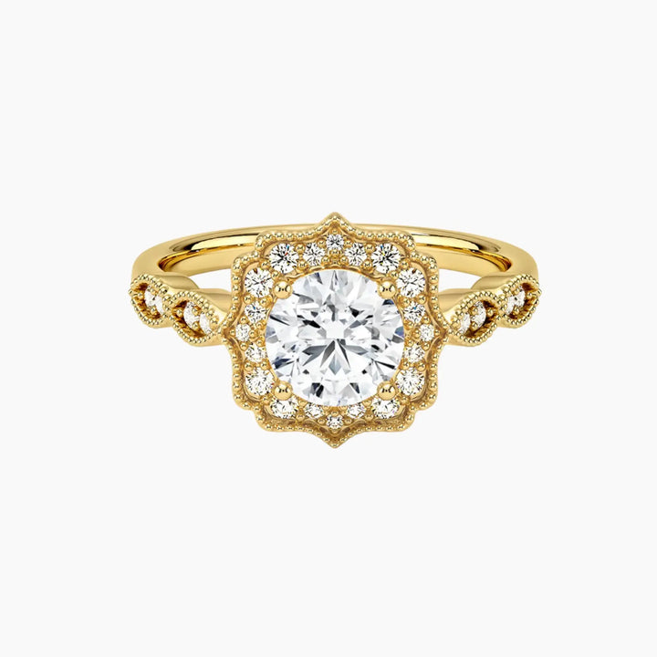 Talitha Round 1.5 Carat Lab Grown Diamond Engagement Ring in 14K Yellow Gold