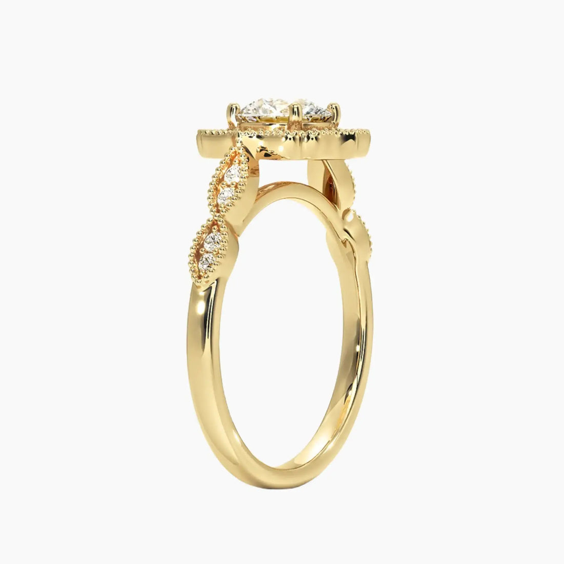 Talitha Round Diamond Ring Setting in 18K Yellow Gold