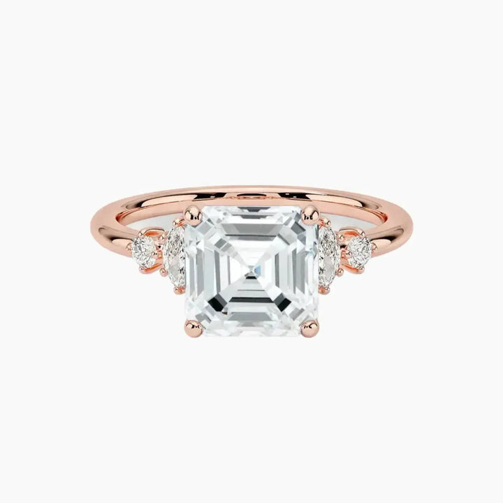 Jordana Asscher Designer 1.5 Carat Lab Grown Diamond Engagement Ring in 14K Rose Gold