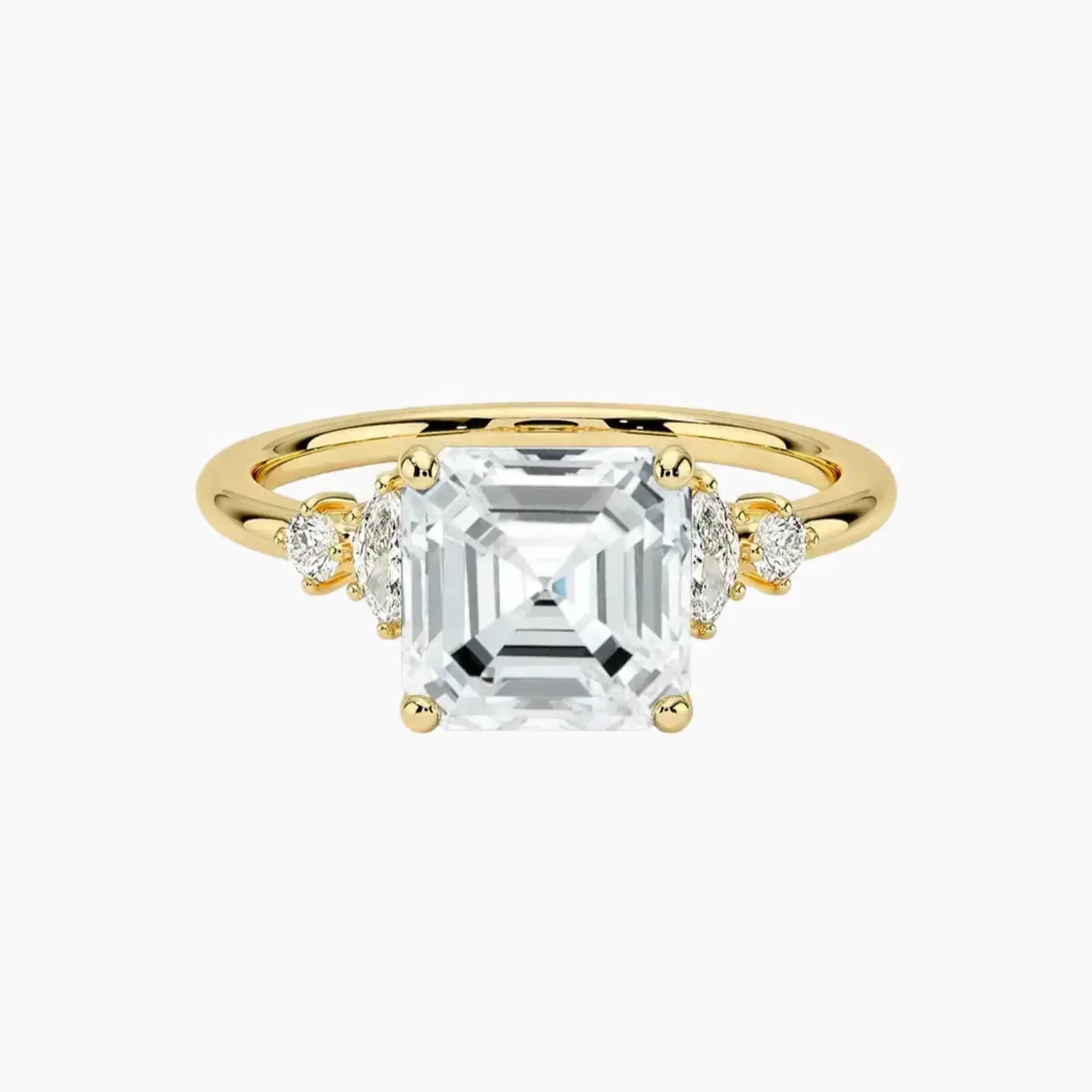 Jordana Asscher Designer 2.5 Carat Lab Grown Diamond Engagement Ring in 18K Yellow Gold