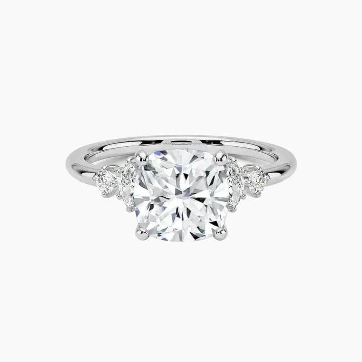 Jordana Cushion Designer 3 Carat Lab Grown Diamond Engagement Ring in 14K White Gold
