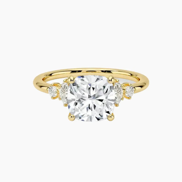Jordana Cushion Designer 2.5 Carat Lab Grown Diamond Engagement Ring in 18K Yellow Gold