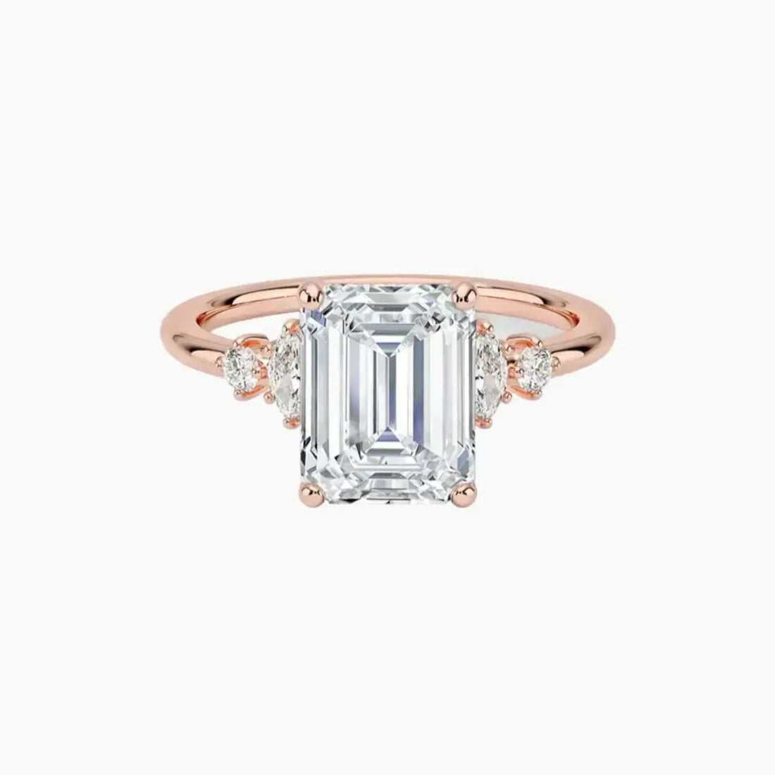 Jordana Emerald Designer 3 Carat Lab Grown Diamond Engagement Ring in 18K Rose Gold