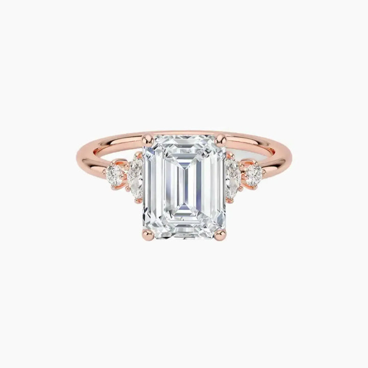 Jordana Emerald Designer 3 Carat Lab Grown Diamond Engagement Ring in 18K Rose Gold