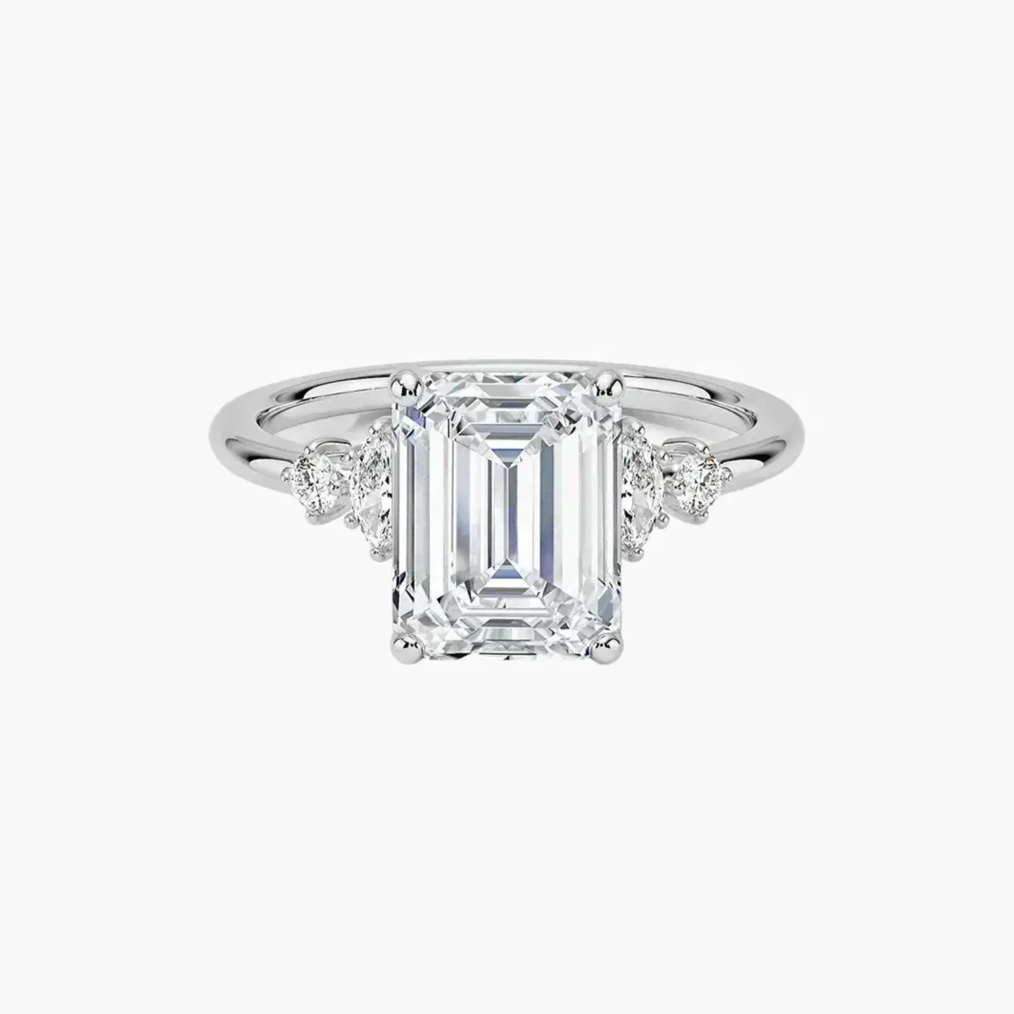 Jordana Emerald Designer 1.5 Carat Lab Grown Diamond Engagement Ring in 14K White Gold
